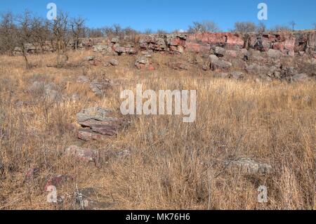 Pipestone National Monument è parte del Parco Nazionale di sistema. Esso si trova a sud-ovest del Minnesota e conserva un tipo di roccia che locale nativi Foto Stock