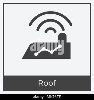 Icona del tetto isolati su sfondo bianco con telaio grigio, simbolo e segno Illustrazione Vettoriale