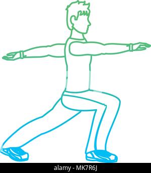 Linea degradate uomo fitness balzi in avanti ogni gamba esercizio Illustrazione Vettoriale