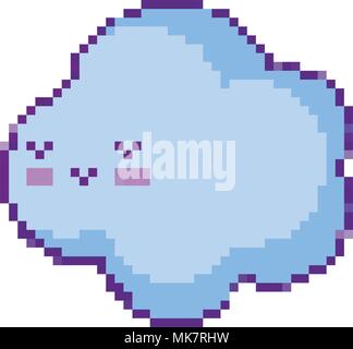 Pixel kawaii cloud gioco meteo Illustrazione Vettoriale