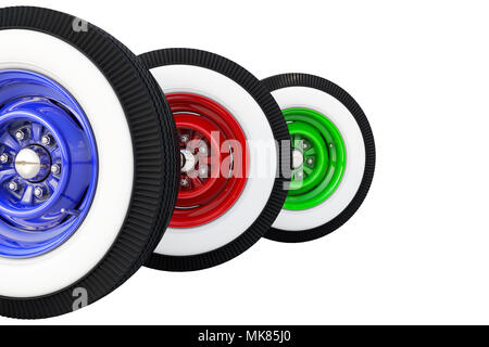 Tre ruote rétro. 3D render Foto Stock