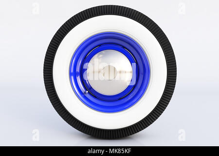 Blu ruota retrò. 3D render Foto Stock