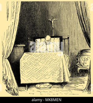 L'imperatore Guglielmo I sul letto di morte . Disegno di H. Lüders, 1889 Foto Stock
