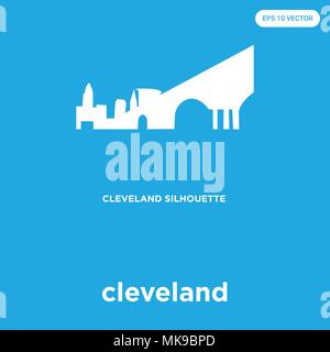 Cleveland icona vettore isolato su sfondo blu, simbolo e segno Illustrazione Vettoriale