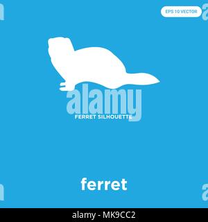 Ferret icona vettore isolato su sfondo blu, simbolo e segno Illustrazione Vettoriale
