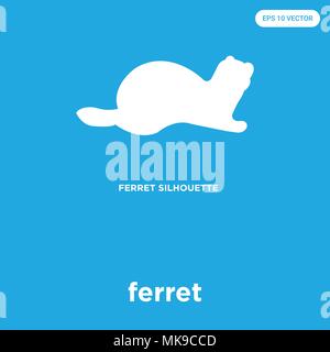 Ferret icona vettore isolato su sfondo blu, simbolo e segno Illustrazione Vettoriale