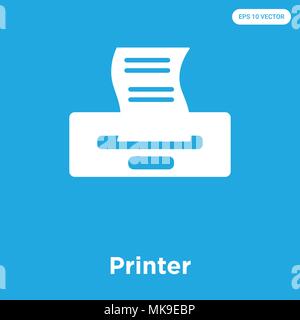 Stampante icona vettore isolato su sfondo blu, simbolo e segno Illustrazione Vettoriale