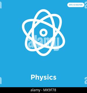 Fisica icona vettore isolato su sfondo blu, simbolo e segno Illustrazione Vettoriale