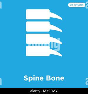 La colonna vertebrale ossea icona vettore isolato su sfondo blu, simbolo e segno Illustrazione Vettoriale