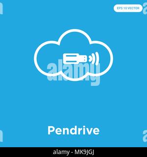 Pendrive icona vettore isolato su sfondo blu, simbolo e segno Illustrazione Vettoriale