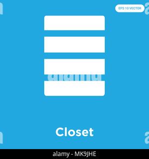 Armadio icona vettore isolato su sfondo blu, simbolo e segno Illustrazione Vettoriale