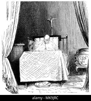 L'imperatore Guglielmo I sul letto di morte . Disegno di H. Lüders, 1889 Foto Stock