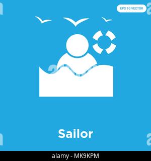 Sailor icona vettore isolato su sfondo blu, simbolo e segno Illustrazione Vettoriale