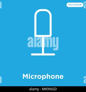 Microfono icona vettore isolato su sfondo blu, simbolo e segno Illustrazione Vettoriale