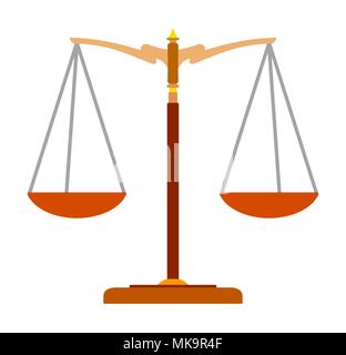 Colorato icona piatto della bilancia della giustizia. Legge simbolo di equilibrio. Illustrazione di vettore per il design. Illustrazione Vettoriale