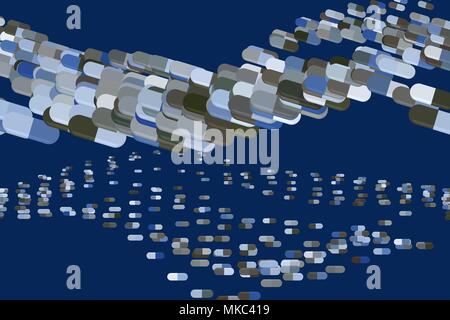 Abstract illustrazioni delle capsule, medicina o pillole, modello concettuale. Buona per la progettazione dello sfondo. Farmacia concettuale della salute. Vettore grafico. Illustrazione Vettoriale