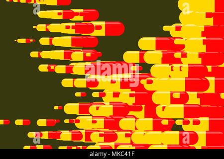 Abstract illustrazioni delle capsule, medicina o pillole, modello concettuale. Buona per la progettazione dello sfondo. Farmacia concettuale della salute. Vettore grafico. Illustrazione Vettoriale