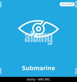 Sommergibile icona vettore isolato su sfondo blu, simbolo e segno Illustrazione Vettoriale