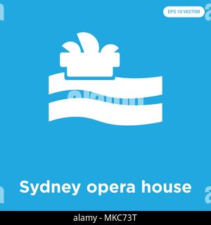 Sydney Opera House icona vettore isolato su sfondo blu, simbolo e segno Illustrazione Vettoriale