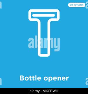 Apribottiglie icona vettore isolato su sfondo blu, simbolo e segno Illustrazione Vettoriale