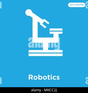 Robotics icona vettore isolato su sfondo blu, simbolo e segno Illustrazione Vettoriale
