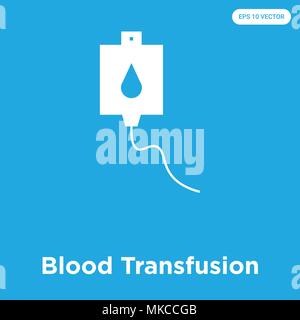 La trasfusione di sangue icona vettore isolato su sfondo blu, simbolo e segno Illustrazione Vettoriale