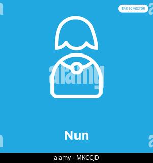 Nun icona vettore isolato su sfondo blu, simbolo e segno Illustrazione Vettoriale