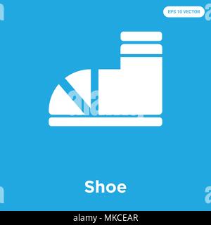 Scarpa icona vettore isolato su sfondo blu, simbolo e segno Illustrazione Vettoriale
