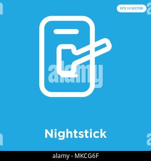 Nightstick icona vettore isolato su sfondo blu, simbolo e segno Illustrazione Vettoriale