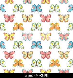 Butterfly seamless pattern. Ripetere butterfly sfondo per il design tessile, carta da imballaggio, sfondo, scrapbooking. Illustrazione Vettoriale
