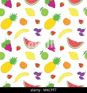 Vettore di Seamless pattern con frutti e bacche. Illustrazione Vettoriale