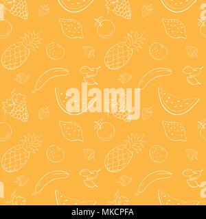 Vettore di Seamless pattern con frutti e bacche.Vettore modello di frutti. Frutti di sfondo senza giunture. Ripetizione di sfondo vettoriale con frutti. Frutti con Illustrazione Vettoriale