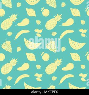 Vettore di Seamless pattern con frutti e bacche. Illustrazione Vettoriale