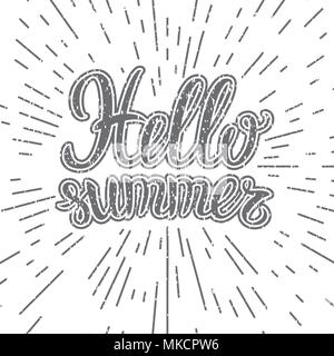 Vettore scritte a mano di ispirazione tipografia poster Ciao estate. Ciao estate lettering. Preventivo di ispirazione Ciao estate. Lettering monocromatica 'H Illustrazione Vettoriale