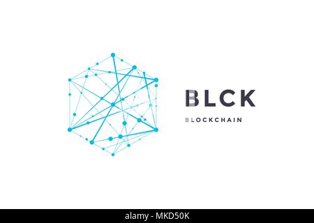 Etichetta del modello per la tecnologia blockchain Illustrazione Vettoriale