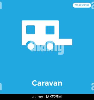 Caravan icona vettore isolato su sfondo blu, simbolo e segno Illustrazione Vettoriale
