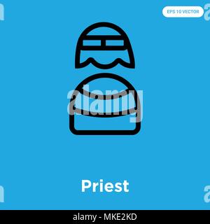 Sacerdote icona vettore isolato su sfondo blu, simbolo e segno Illustrazione Vettoriale