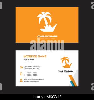 Isola con due alberi business card modello di progettazione, visita per la vostra azienda, moderna identità orizzontale vettore scheda Illustrazione Vettoriale