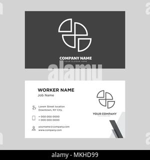 Grafico a torta business card modello di progettazione, visita per la vostra azienda, moderna identità orizzontale vettore scheda Illustrazione Vettoriale
