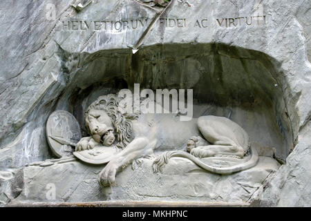 Close up di morire il Monumento del Leone a Lucerna, Svizzera, Europa Foto Stock