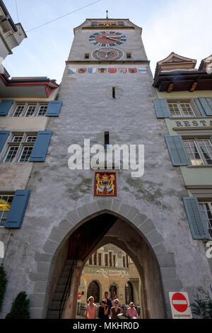 Torre dell'orologio Zytturm a Zug, Svizzera, Europa Foto Stock