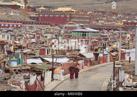 Il Tibetano le monache del monastero isola di Yarchen Gar, Sichuan, in Cina Foto Stock