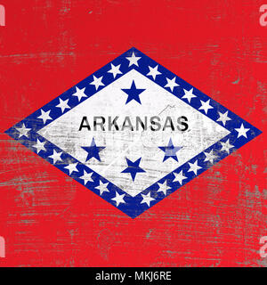 3D rendering di Arkansas bandiera in una superficie graffiata Foto Stock