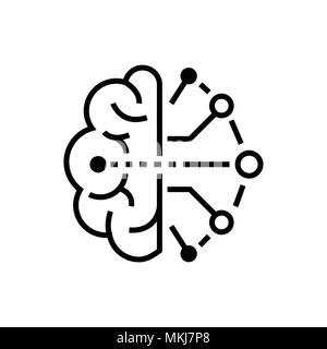 Intelligenza artificiale - Progettazione di linea singola icona isolato Illustrazione Vettoriale