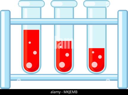 Coloratissimo cartoon test ematico set di tubi isolati su sfondo bianco. In tema di assistenza sanitaria illustrazione vettoriale per icona, adesivo, segno, patch, certificato b Illustrazione Vettoriale