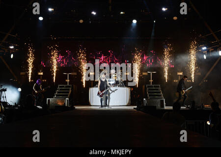 MIRAMAR FL - maggio 06: Korey Cooper, John Cooper, Jen Ledger, Seth Morrison della padella esegue al Miramar Parco Regionale anfiteatro maggio su 6, 2018 in Miramar, Florida. Persone: Korey Cooper, John Cooper, Jen Ledger, Seth Morrison Foto Stock