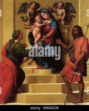 Vergine e il Bambino con Maria Maddalena & John Foto Stock