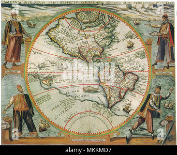 Old World Map 1597 Foto Stock