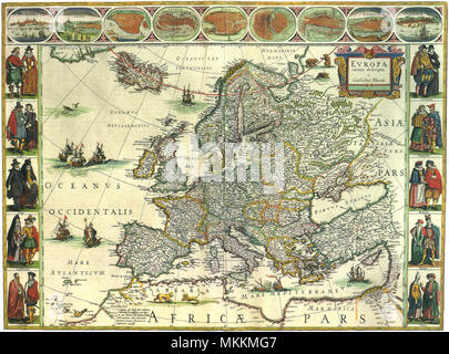 Mappa di Europa 1617 Foto Stock