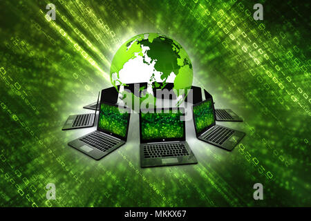 3D rendering di rete di computer globale e il concetto di Internet Foto Stock